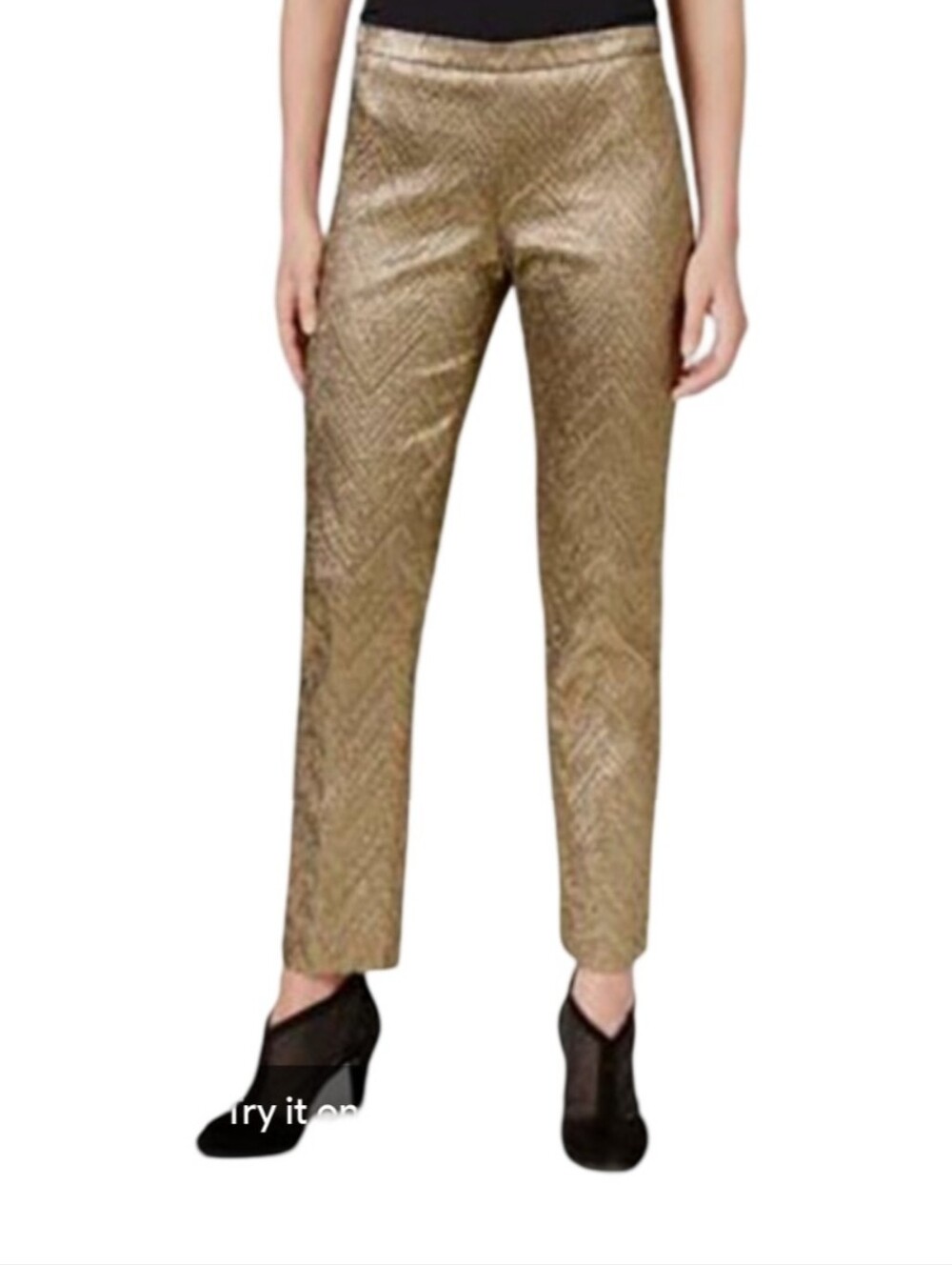 Ashley Stuart Metallic Gold Straight-Leg Women's Pants Plus Size 20